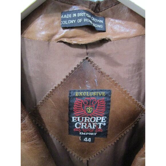 EUC! Vintage 70s Europe Craft Brown Leather Jacket Men Sz 44 - Picture 12 of 12
